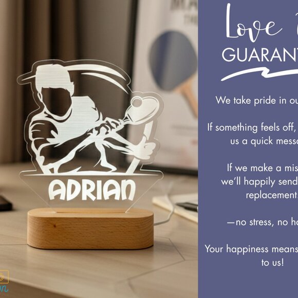 Table Tennis Night Light – Personalized LED Lamp for Sports Lovers - Picture 6 of 8